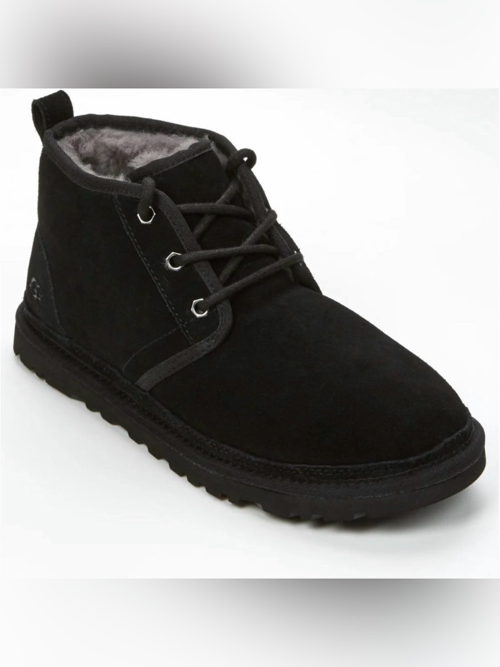 UGG Neumel black suede chukka boots with soft fleece lining men’s size 12